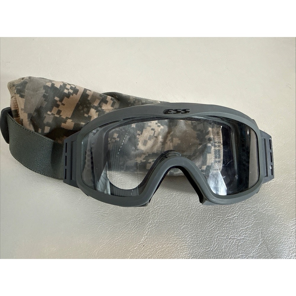 ESS Tactical Goggles Green Clear Lens W/ ACU Camo Cover Military Eye Pro